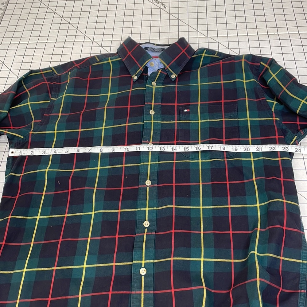 Tommy Hilfiger dark blue/green plaid w red/yellow long sleeve work shirt - Picture 5 of 10